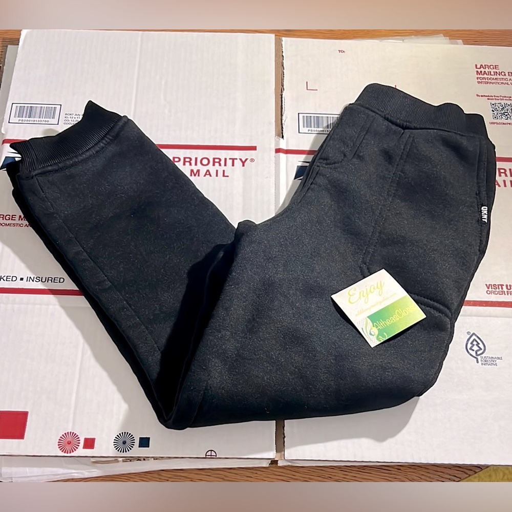 Dkny Black Sweatpants with Elastic Cuffs